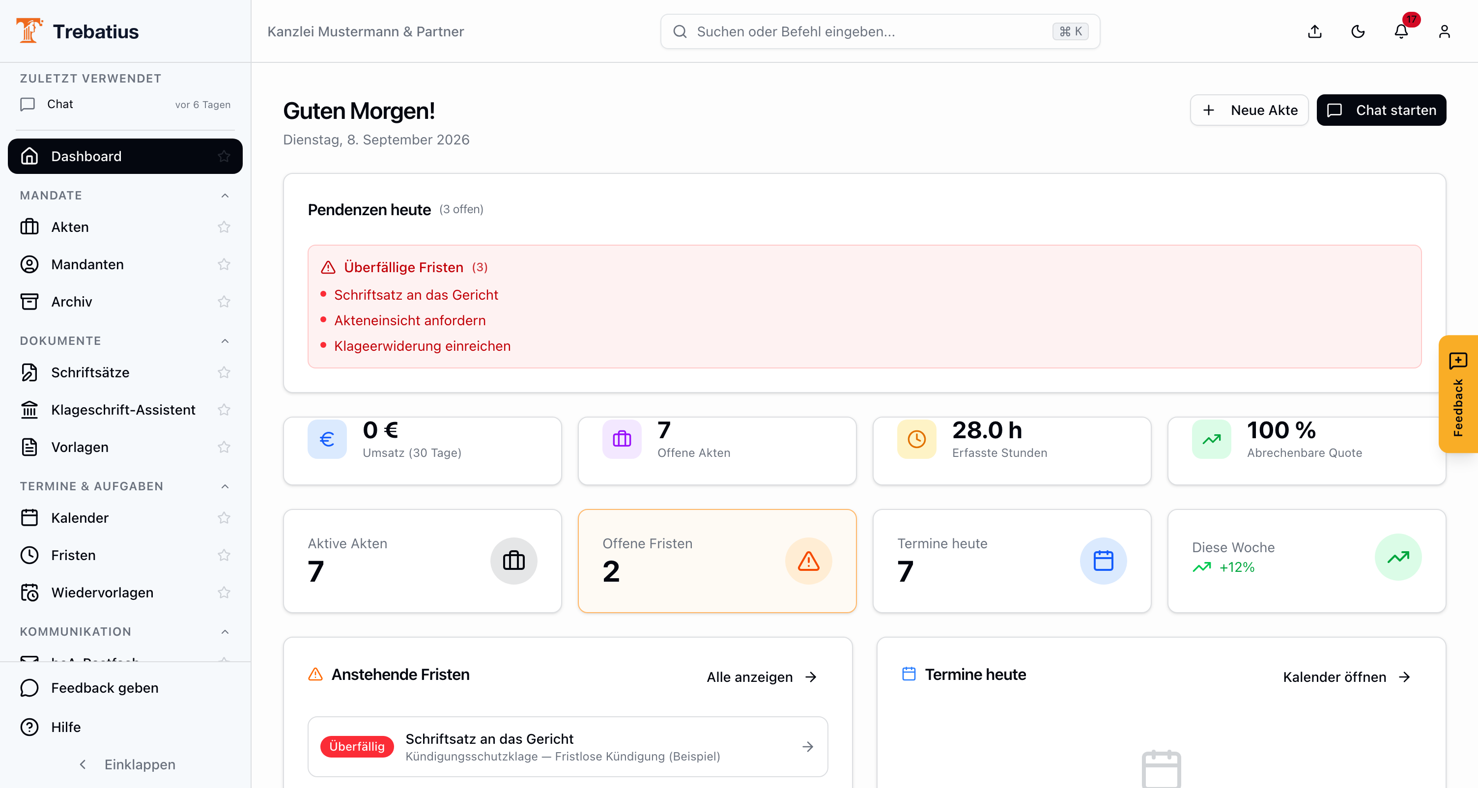 Trebatius Portal - KI-Kanzleisoftware